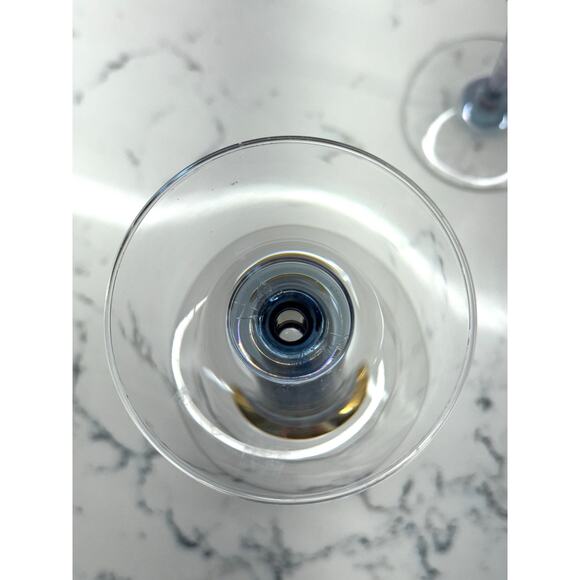 Rare Mikasa Royal Jamestown Blue Stem and Gold Knot Wine Glass Set of 2 - Picture 7 of 10